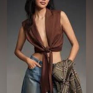 Fie front linen blend top from Anthropologie